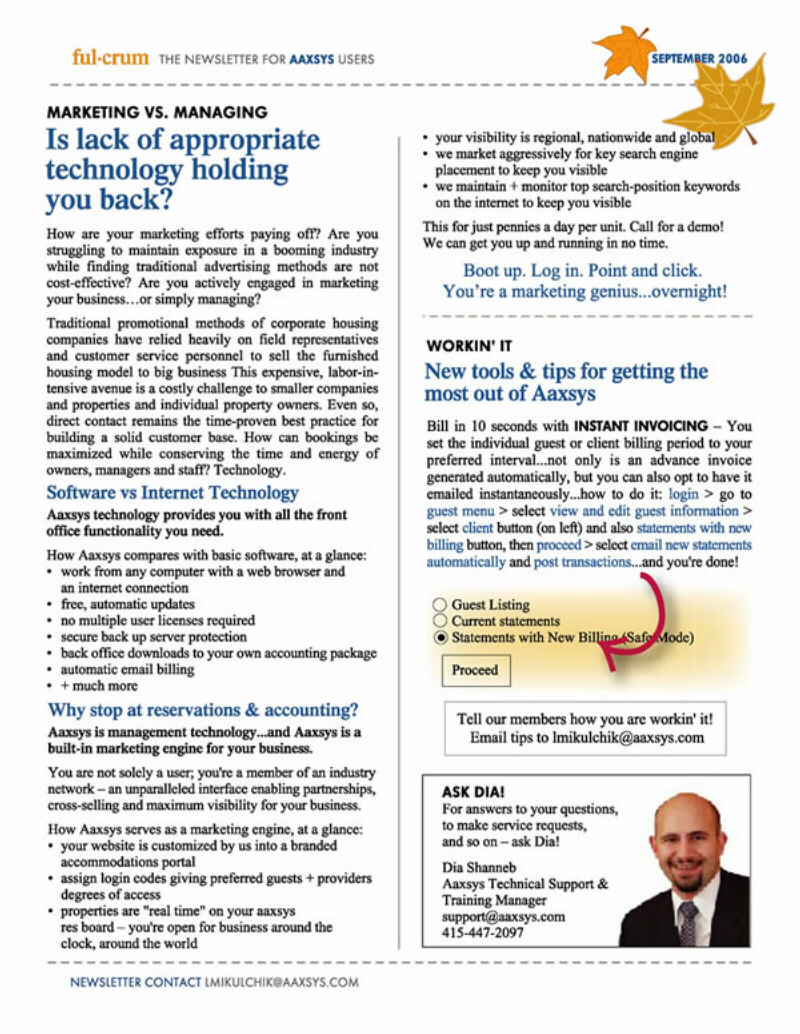 Corporate Housing Software Newsletter: Page2, February 2007 issue